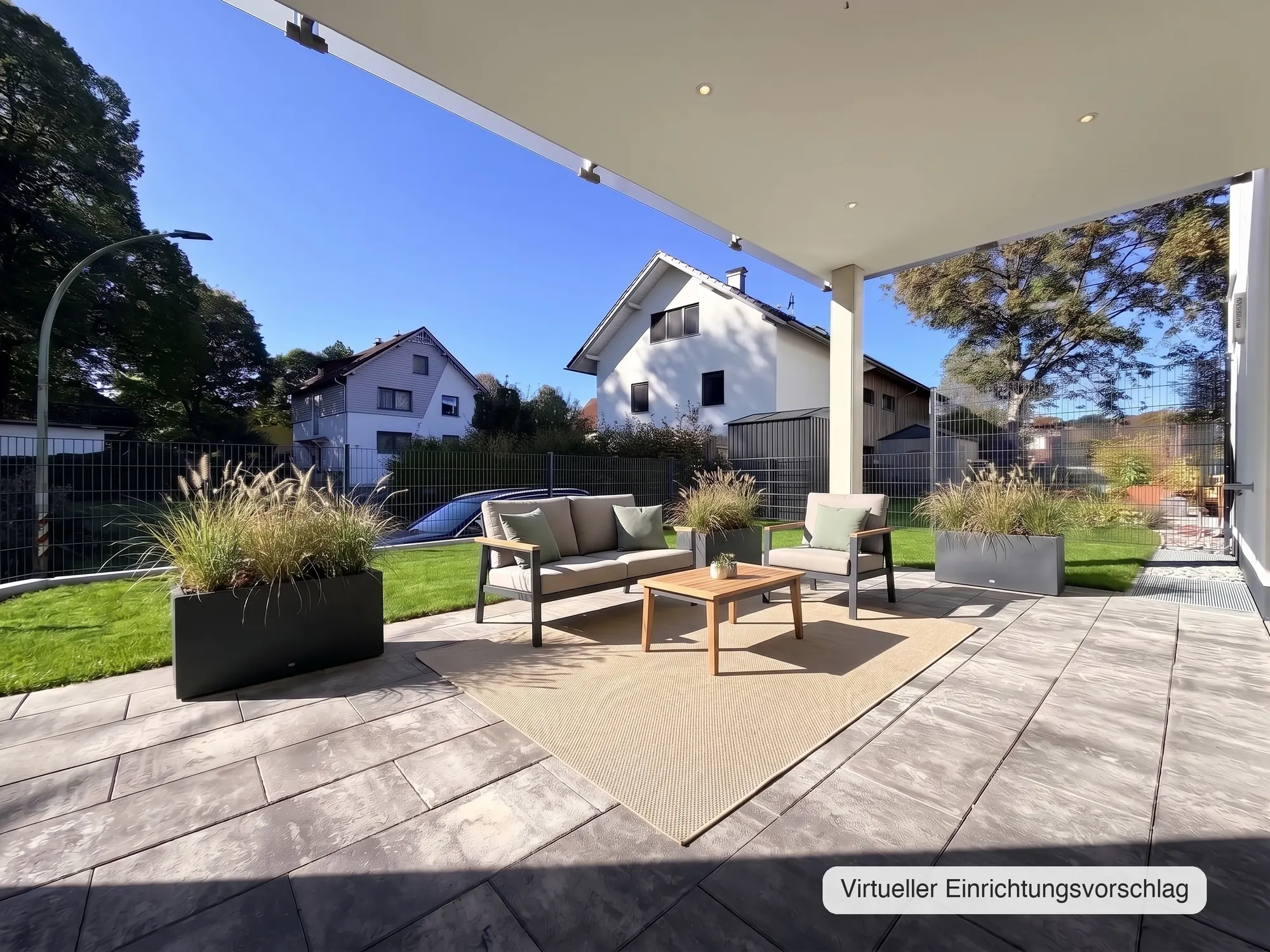 Überdachte Terrasse — virtueller Einrichtungsvorschlag